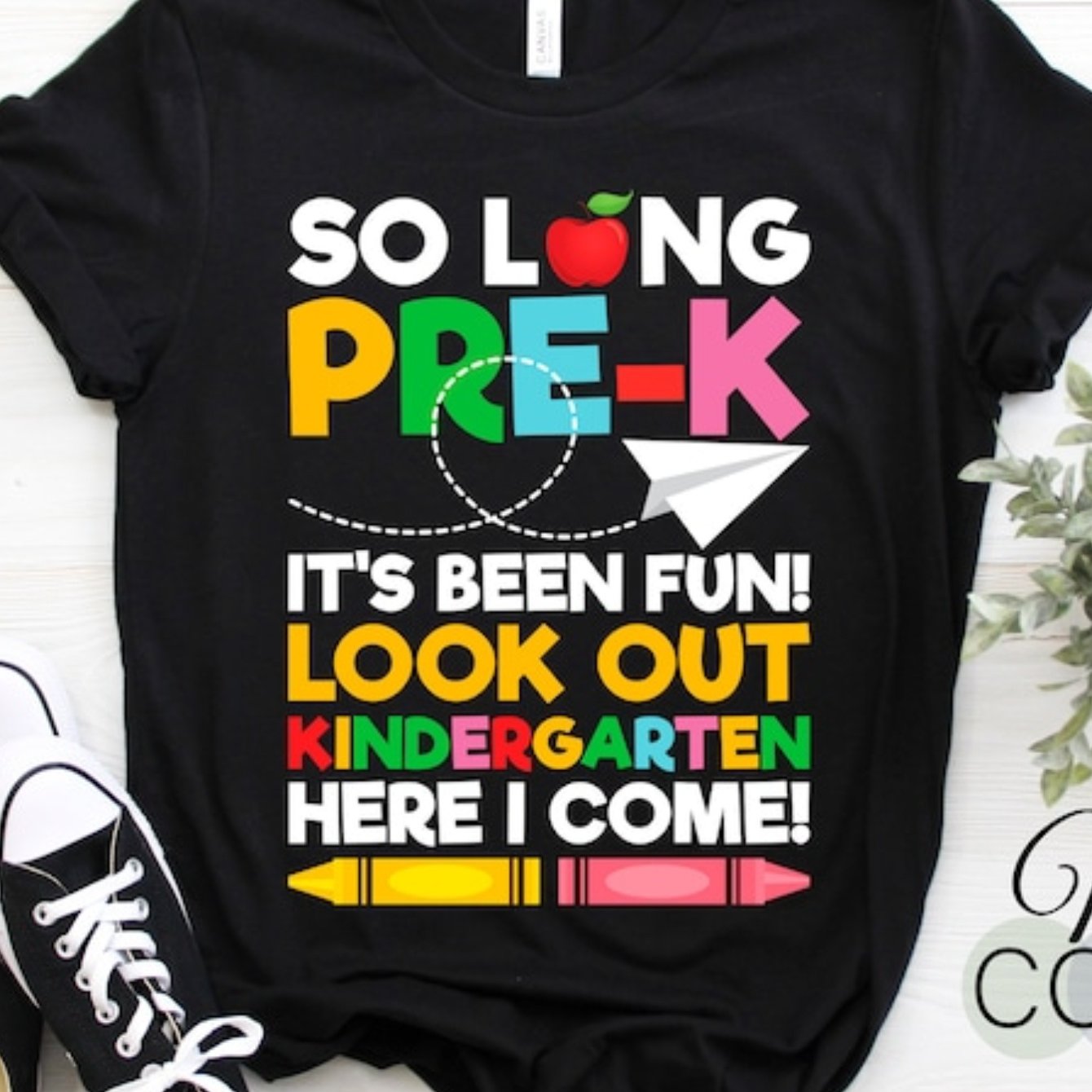 TEMU ' "so Long , Fun! Kindergarten Here I Come!" Cotton T-shirt - School-themed Graphics, Short Sleeves, Round Neck, For Preschool Graduation