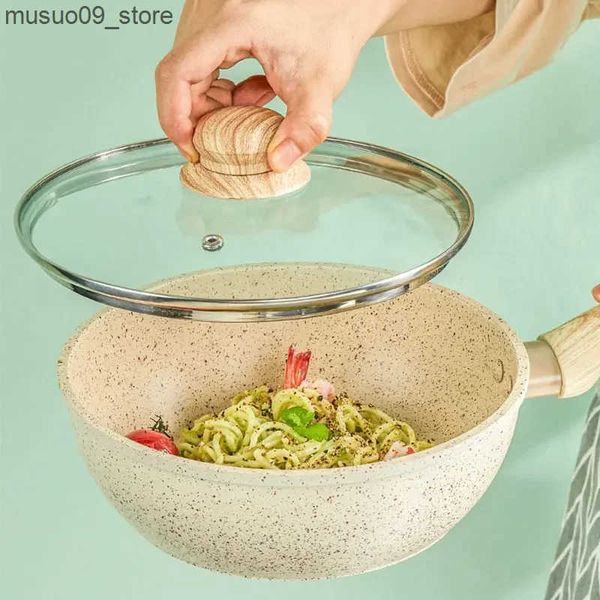 Other Cookware Frying Pan With Glass Lid Durable Non-stick Skillet Induction Cooker Wok Cooking Pot Cover Deep Fryer Pancake Kitchen Cookwar