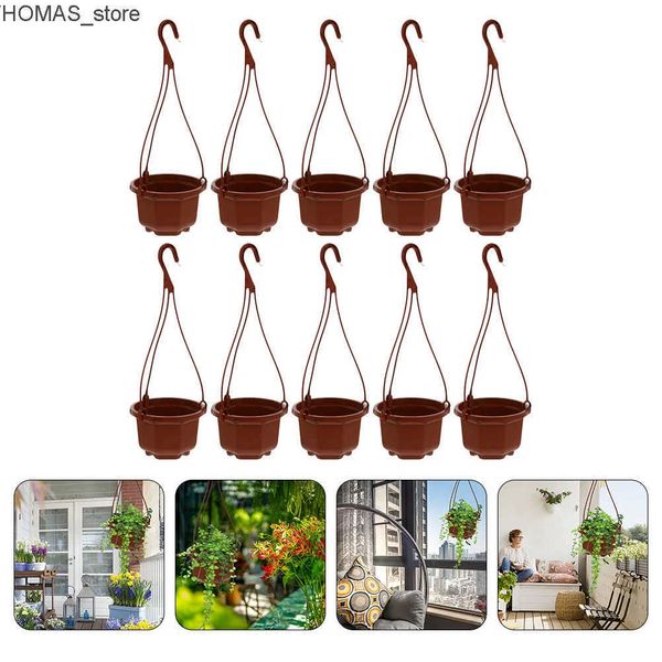 Planters Pots 10 Sets Strawberry Deck Railing Plastic Hanging Pot Flowerpot Flowers Container Orchid Garden Supplies L240910