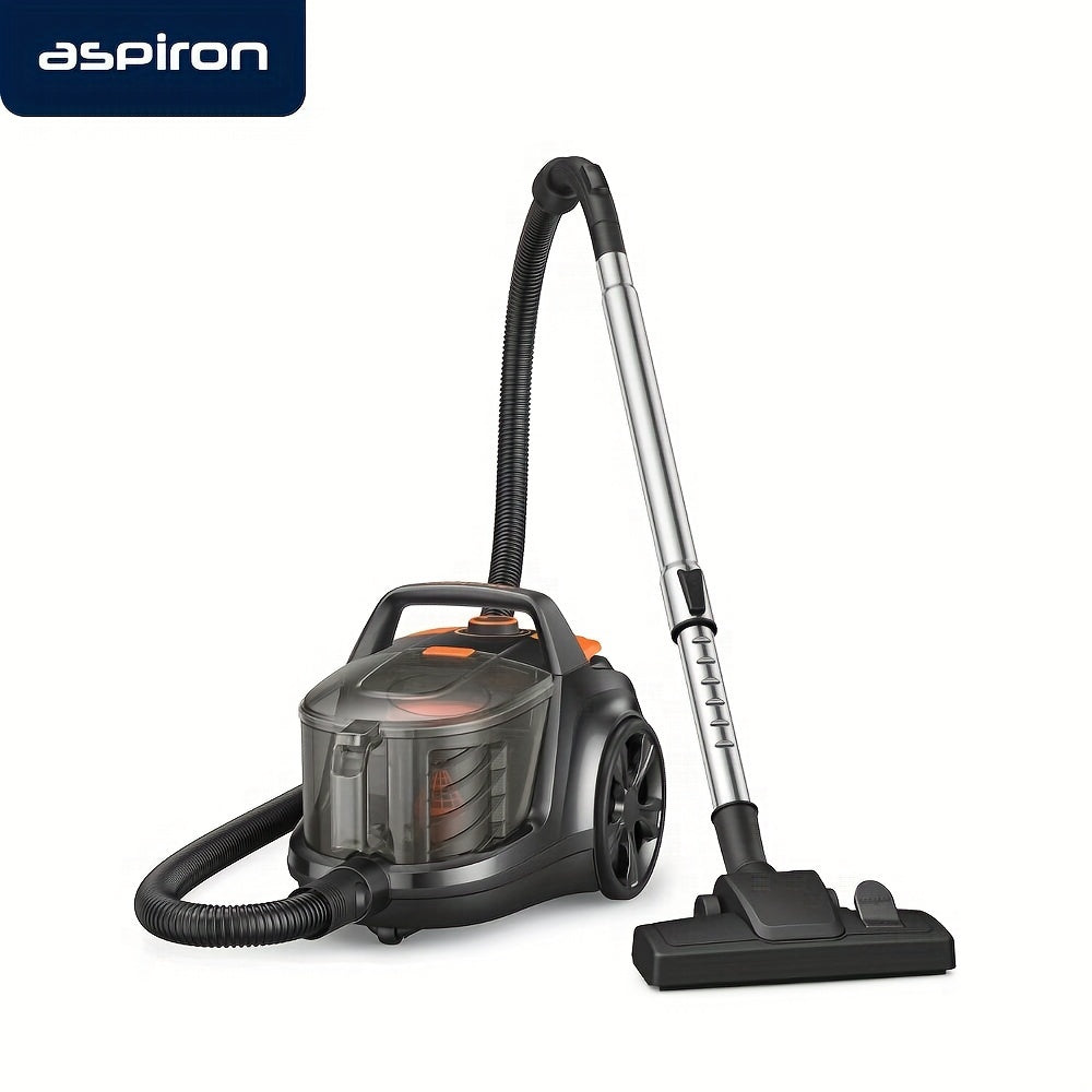 TEMU Aspiron 1200w Bagless Canister Vacuum Cleaner, Lightweight With Hepa Filter, 3.7qt Capacity, Automatic Cord , 5 Attachments, Ideal For Pet Hair,