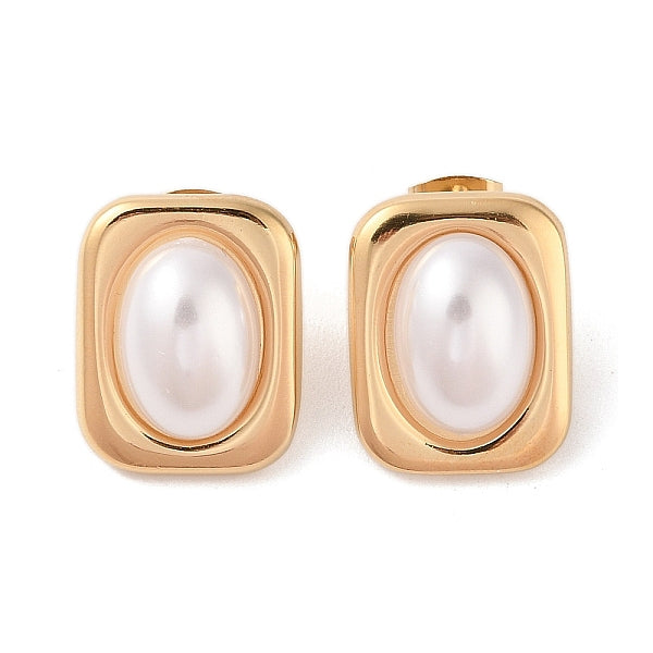 Boucles d'oreilles à tige en acier inoxydable 304 avec placage ionique (IP) et perles en plastique