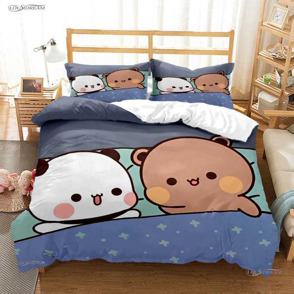 High Quality Cute BuBu Bear Cartoon Anime All Season Duvet Cover only Bedding set Soft Quilt Cover and Pillowcases Single-Double-Queen-King