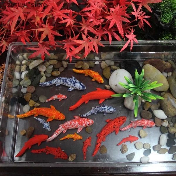 Decorative Objects Figurines Beautiful Koi Fish Figurines Aquarium Decorations Vivid Colorful Resin Fishes Desk Top Decoration Gift for Frie