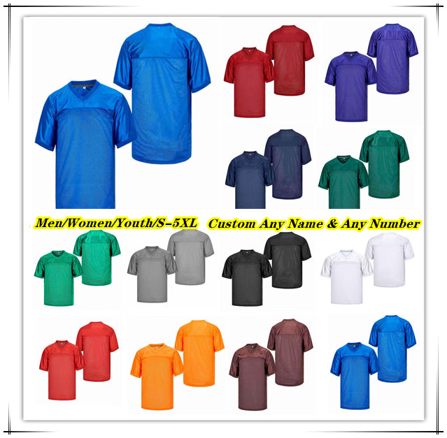 Blank Plain American Football Jersey Practice Team Sports Uniforms Hip Hop Hipster Short Sleeve Mesh Pullover Shirts S-4XL Men Women Youth