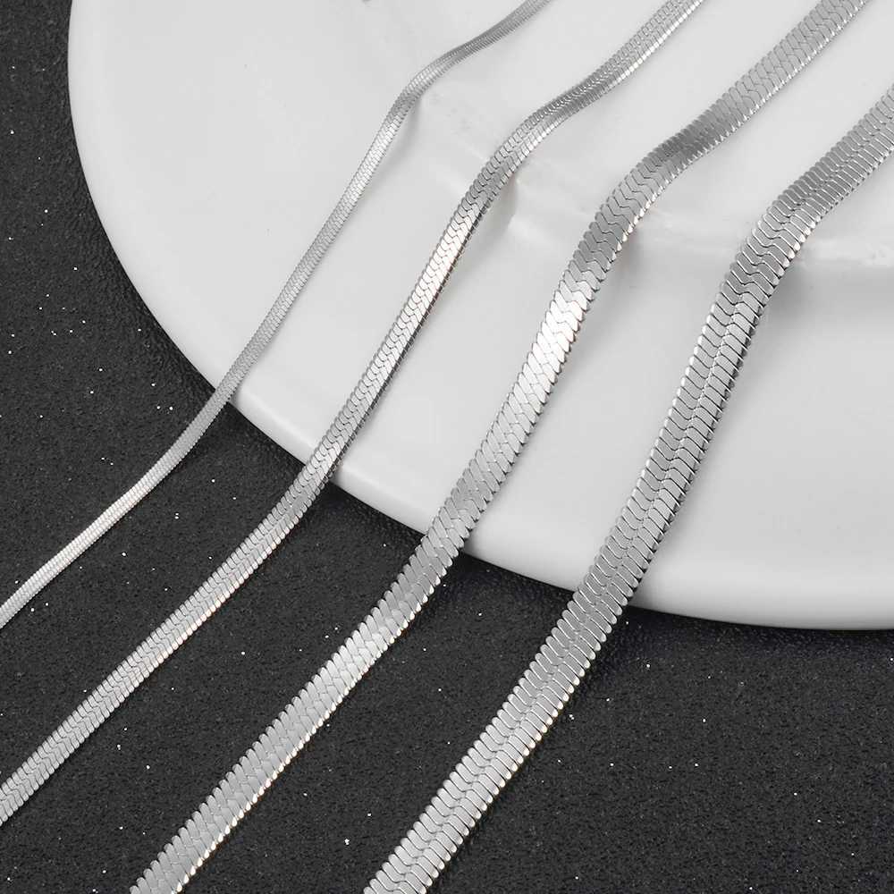 High Quality Stainless Steel Flat Snake Choker Clavicle Necklace Chain Popular Various Length Fashion JewelryX240919