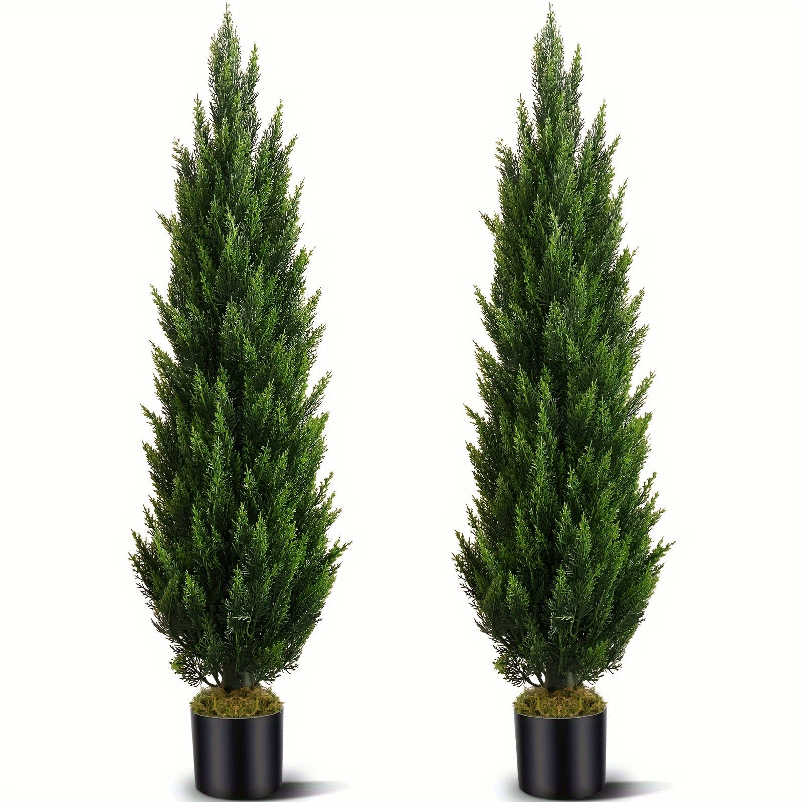 TEMU Artificial Cedar Topiary Christmas Trees Uv Resistant Outdoor Indoor Plants 2-3-4-5ft, 1-2 Set Potted Fake Trees For Front Porch Floor Corner