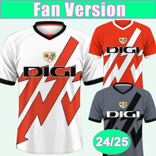 24 25 Rayo Vallecano Mens Soccer Jerseys NTEKA ALVARO BALLIU ISI ARIDANE CHAVARRIA Home Away 3rd Football Shirts Short Sleeve Adult Uniforms