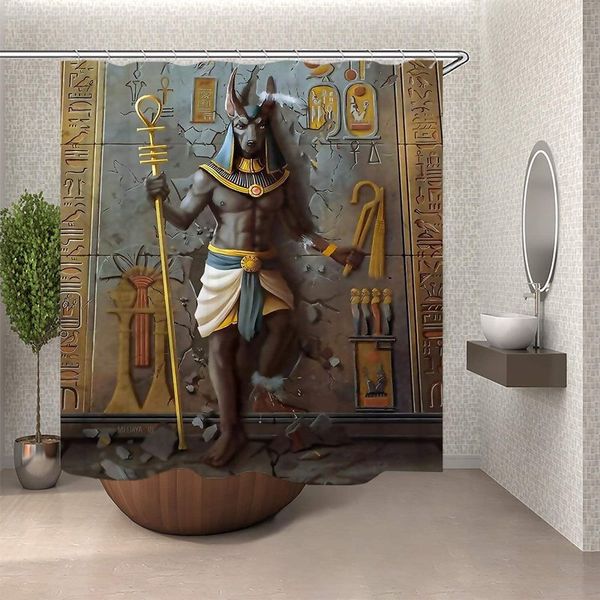 Shower Curtains Ancient Egyptian Style Pharaoh Sacrifice Kobold Curtain Windproof Bathroom Layout Home Decoration 220922
