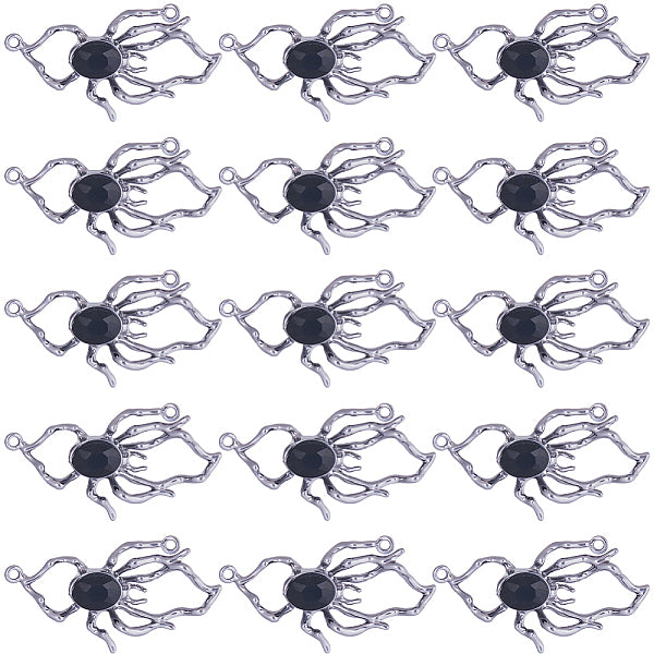 20 Stück Verbindungsstück-Charms aus schwarzem Glas