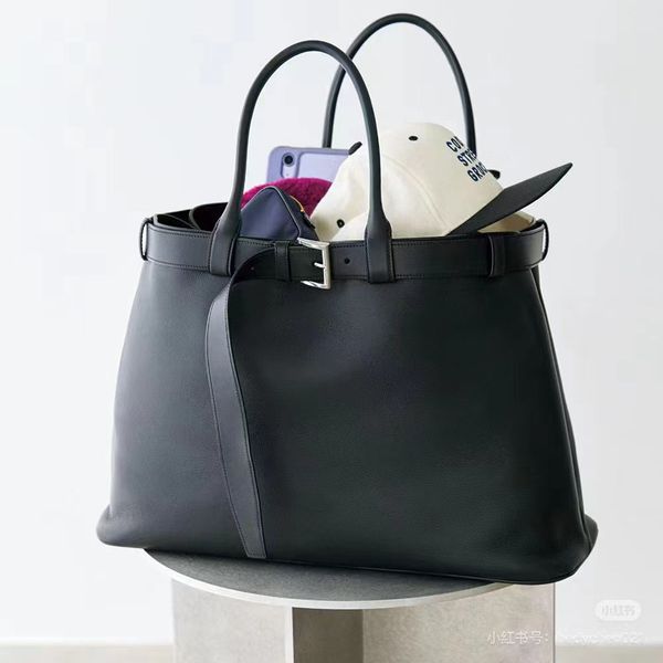 designer handbag with double belts buckle men tote bag women shoulder bags fashion cross body wallet genuine leather Decorative straps large