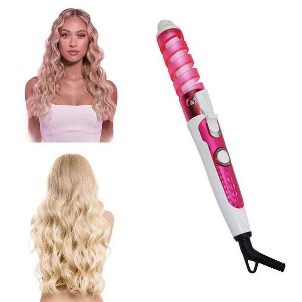 Hair Curlers Straighteners Magic Ceramic Wave Curling Iron Automatic Rotating Portable Mini Titanium Spiral H250112