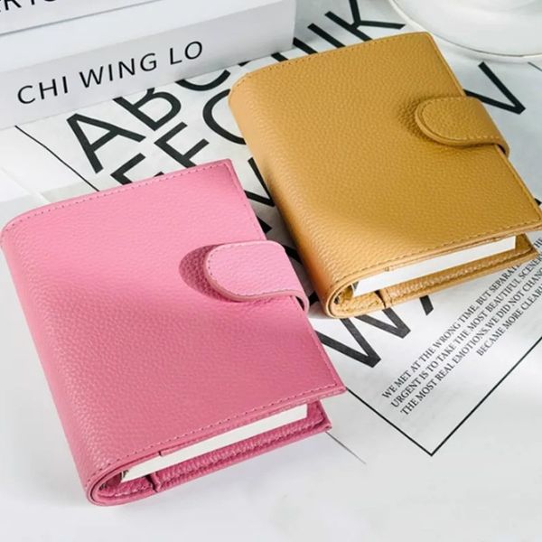 2025 A7 Pu Leather Binder 6 Ring With 45 Sheets PU Clipon Notebook Faux leather Loose Leaf Journal Kawaii 241223