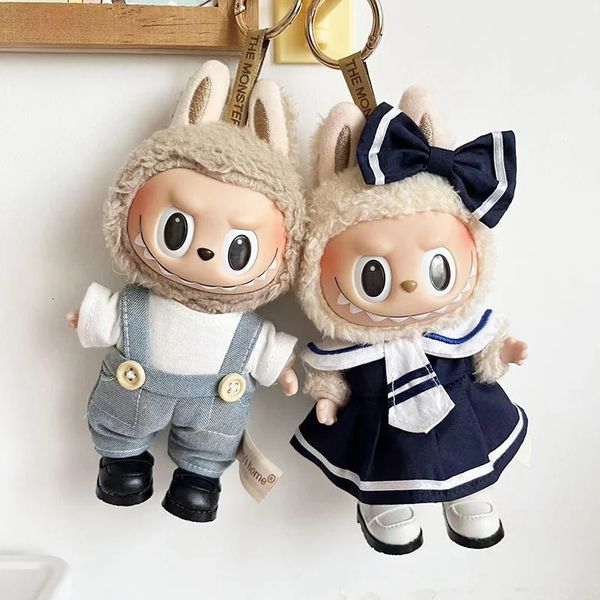 17cm Mini Plush DollS Clothes Outfit Accessories For Korea Kpop Exo Labubu Idol Dolls British style suit Clothing Gift 241030