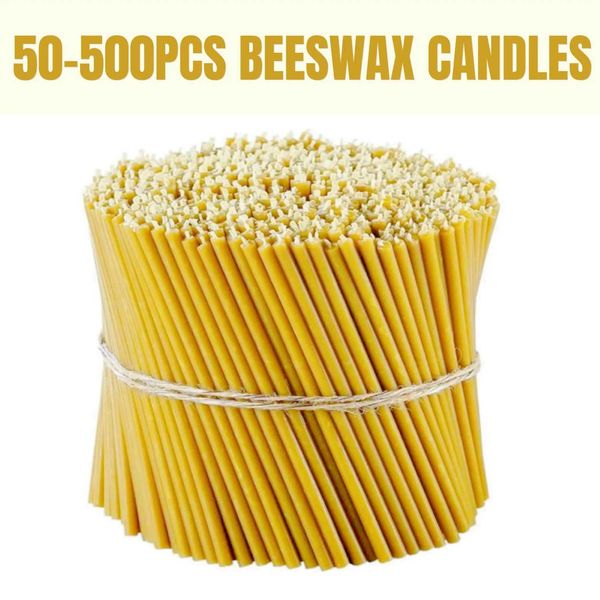 50-500PCS Beeswax Taper Church Prayers less Honey Scent Birthday Candles for Cake Christmas Home Dinner Y240815