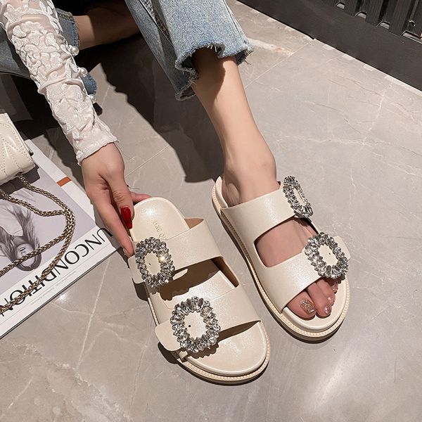 Rutep Women&#039;s Rhie Square Buckle Platform Sandals - Apricot, Double Loop Open Toe, Large Sizes, 2024 Summer dh5727163