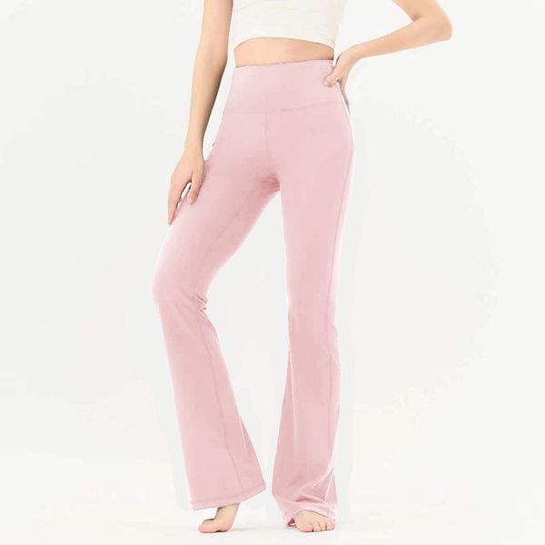 Lycra fabric Flared Leggings Wide Leg Sports Trousers High Waisted Soft Yoga Pants Full Length Ladies Trousers Casual Wide Pants For Women--