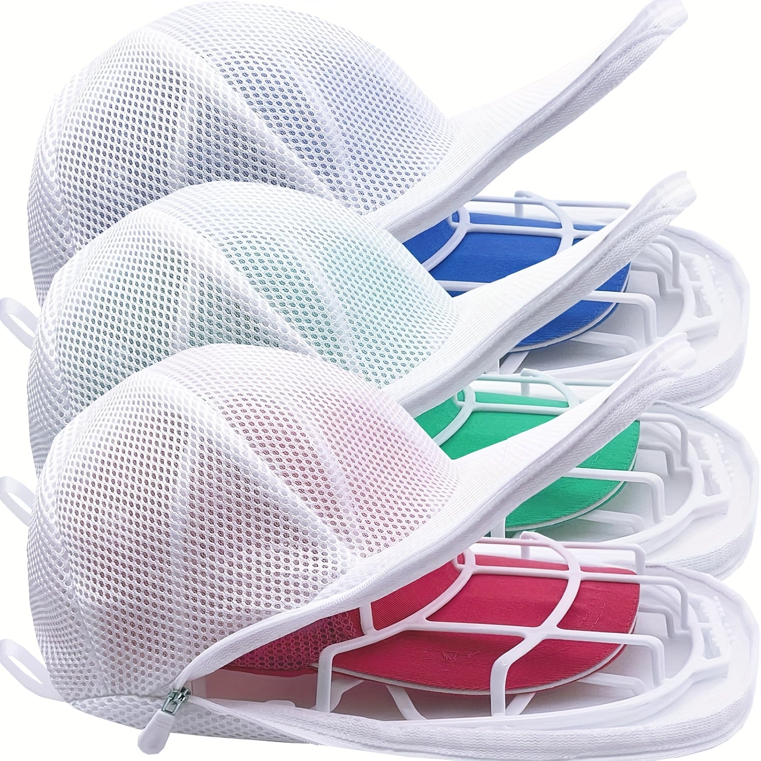 TEMU 3pcs Hat Cleaner For Washing Machine, With Thick Mesh Bag, Hat Cage + Mesh Bag Set For Washing Machine, Laundry Bag For Baseball , Hat Cleaner