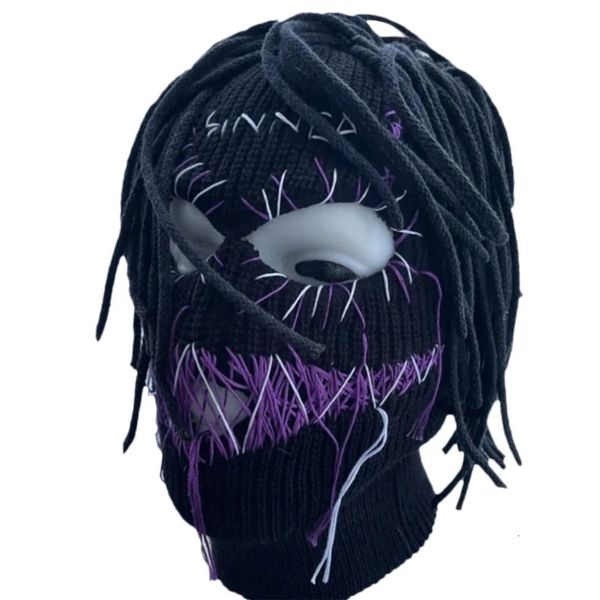 Balaclava Distressed Halloween Funny Face Mask Horror Hooded Party Hat Knitted Beanies 241009