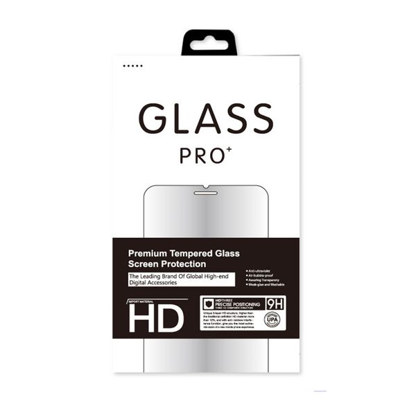 100pcs Custom Mobile Phone Toughened Film Paper Packaging Box With Hanger Screen Protector Packing for iphone WJ108