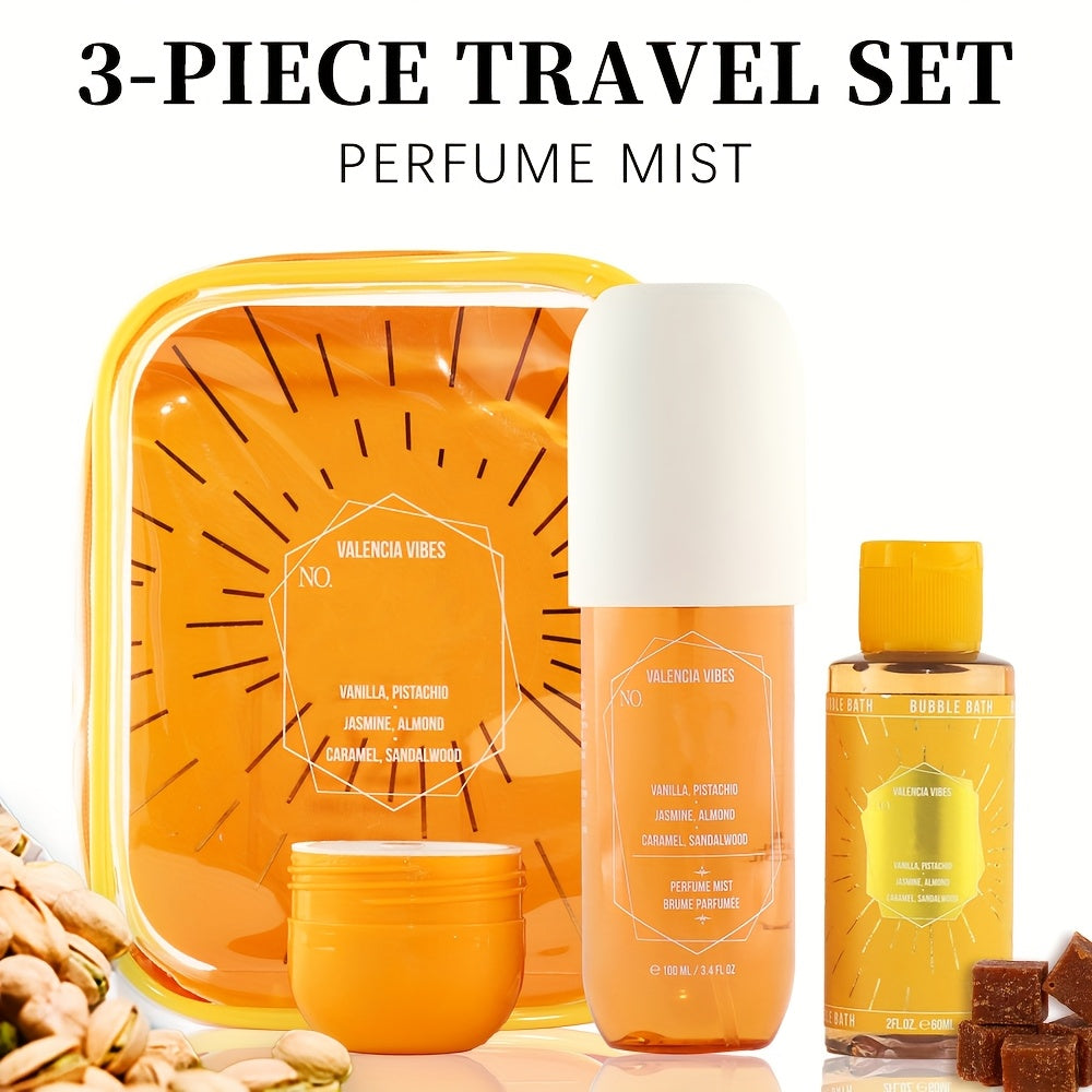 TEMU 3pcs Set Body&hair Fragrance Mist Perfume&bubble Butter Travel Box For Men And Women, 3 Different Flavor Gift Box, Dating, Long-lasting Scent,