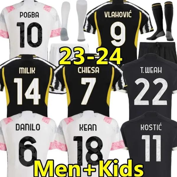 23 24 CUADRADO CHIESA MILIK Juve Soccer Jerseys VLAHOVIC Fan Player Version 2023 2024 BONUCCI Football Shirts Kit DI MARIA Soccer Uniform Ma