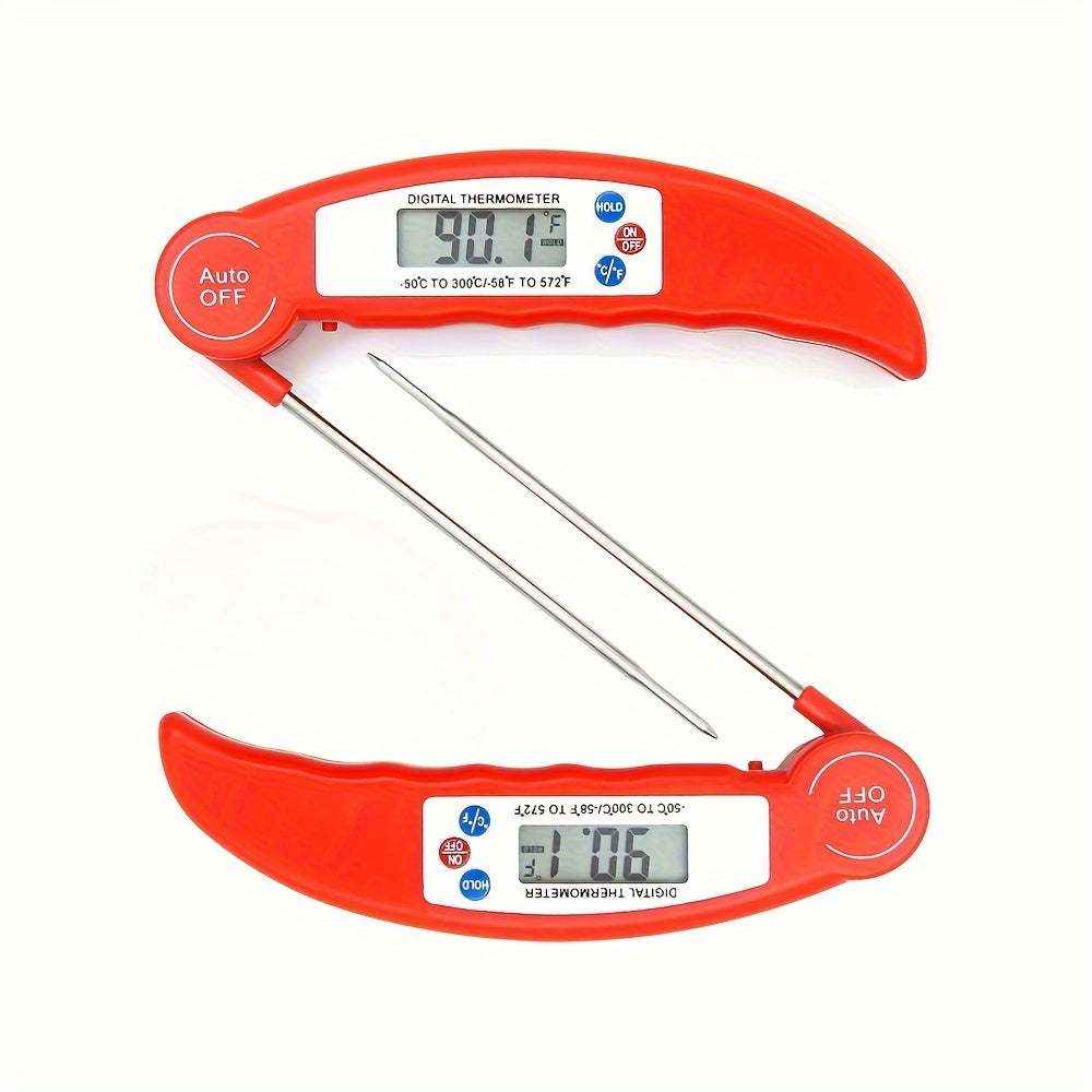 TEMU 2pcs Digital Multi-functional Meat Thermometer - Fast And Temperature Reading, Foldable Design, Grilling, Bbq, Milk, Coffee, And Kitchen Cooking