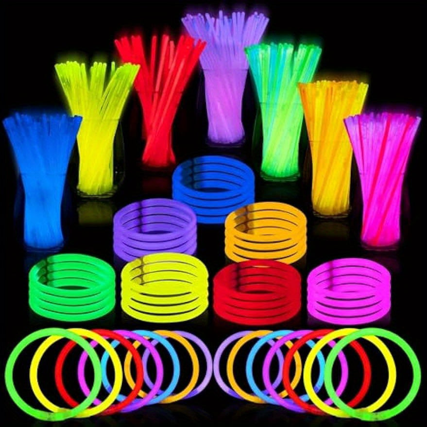 TEMU 144pcs 8" Glowsticks, , Bracelets, Necklaces, Glow In The Dark For 10-14 Hours, Easter, Christmas, Halloween Supplies Pack, Football Party