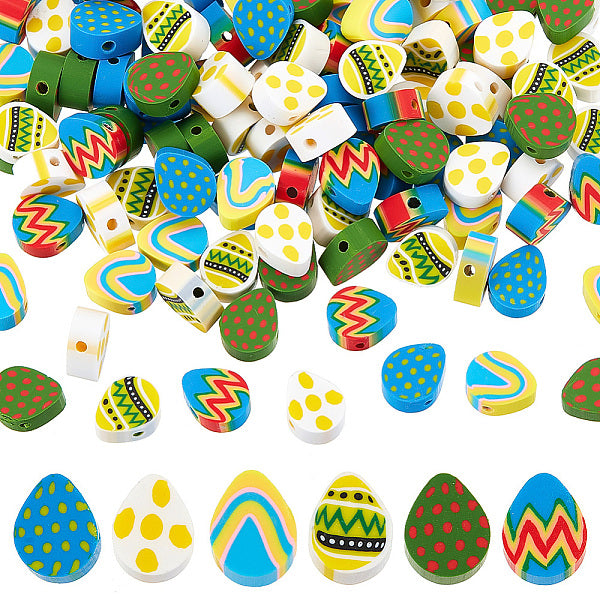 120Pcs 6 Colors Easter Themed Handmade Polymer Clay Beads
