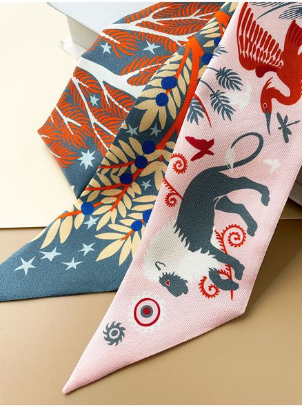 100% Silk 23 Colors Elegant Geometry Print Square Scarf Women Bandana Hairband Lady Head Wraps Female Shawl Fashion Neckerchief+box