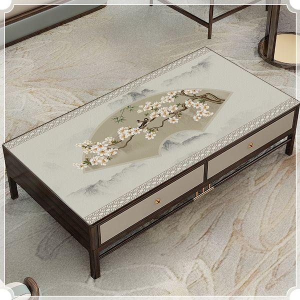 T0102 Waterproof & Oil Resistant Leather Dining Table Protector - Traditional Chinese Style, Easy Care