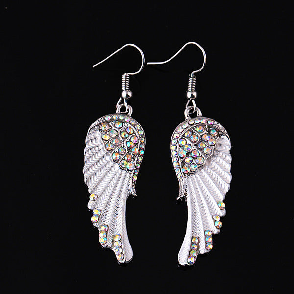 Boucles d'oreilles pendantes ailes strass