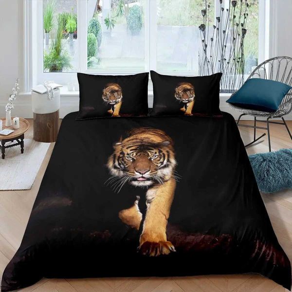 Bedding sets Tiger Duvet Cover Sets Full Size King SizeAfrican Animals Bedding SetTropical Wild Animal Comforter Cover Quilt Cover 2-3 Pcs T