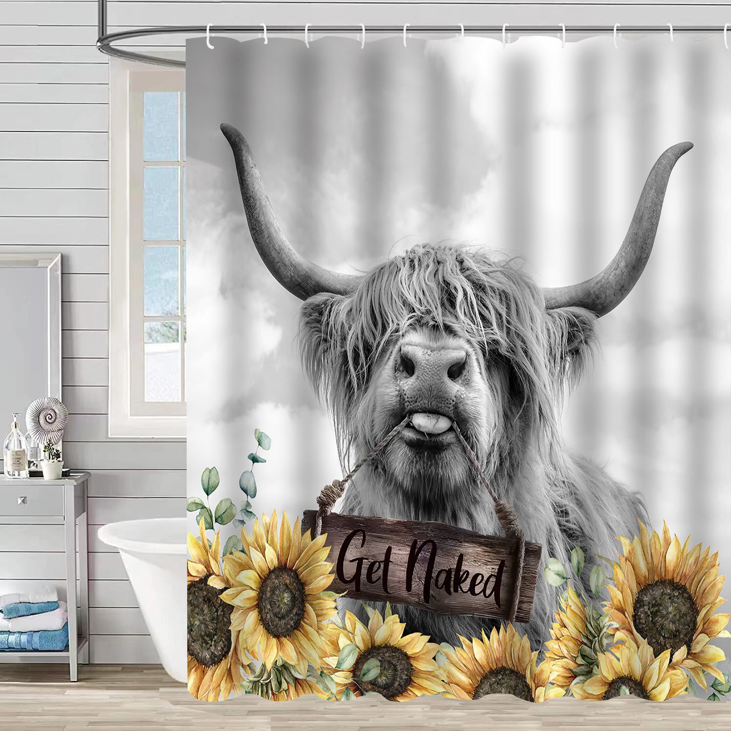 YL-37353 Hot selling digital printed shower curtain animal waterproof, mildew-proof and moisture-proof bathroom dry and wet separation curtain