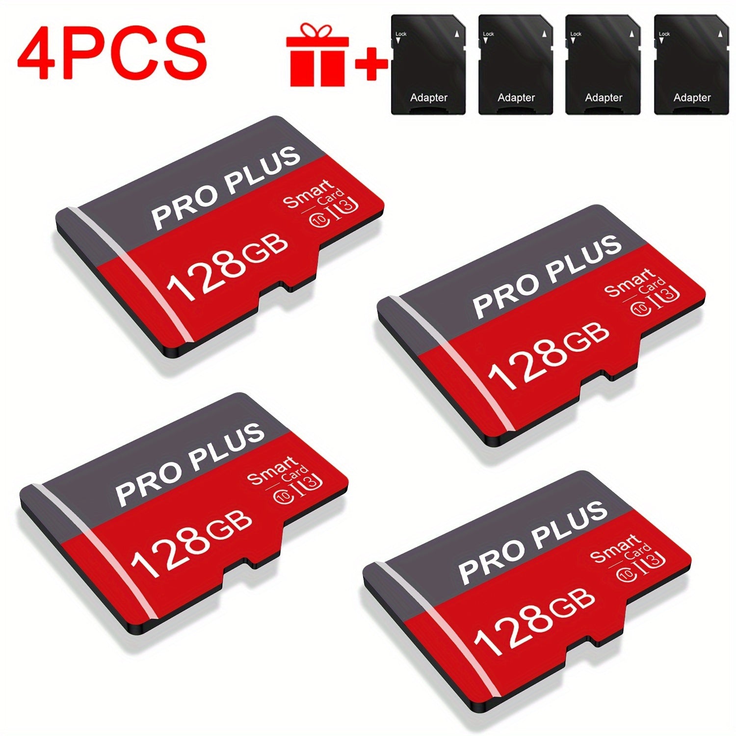 TEMU 4pcs Memory Card 64gb 32gb 16gb With Adapter, High Card 8gb 4gb 2gb 1gb, U3 C10 A1 Tf Card For Tablet-camera-phone
