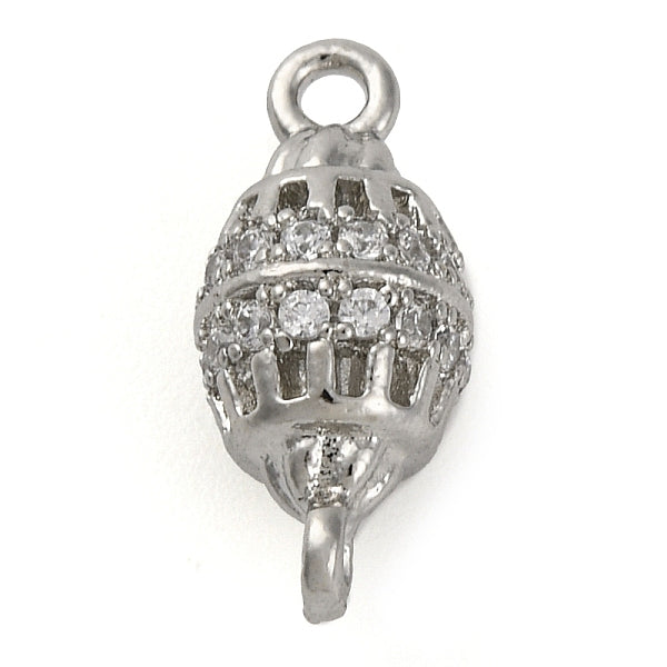 Messing Micro Pave klare Zirkonia hohl ovale Verbindungsstück Charms