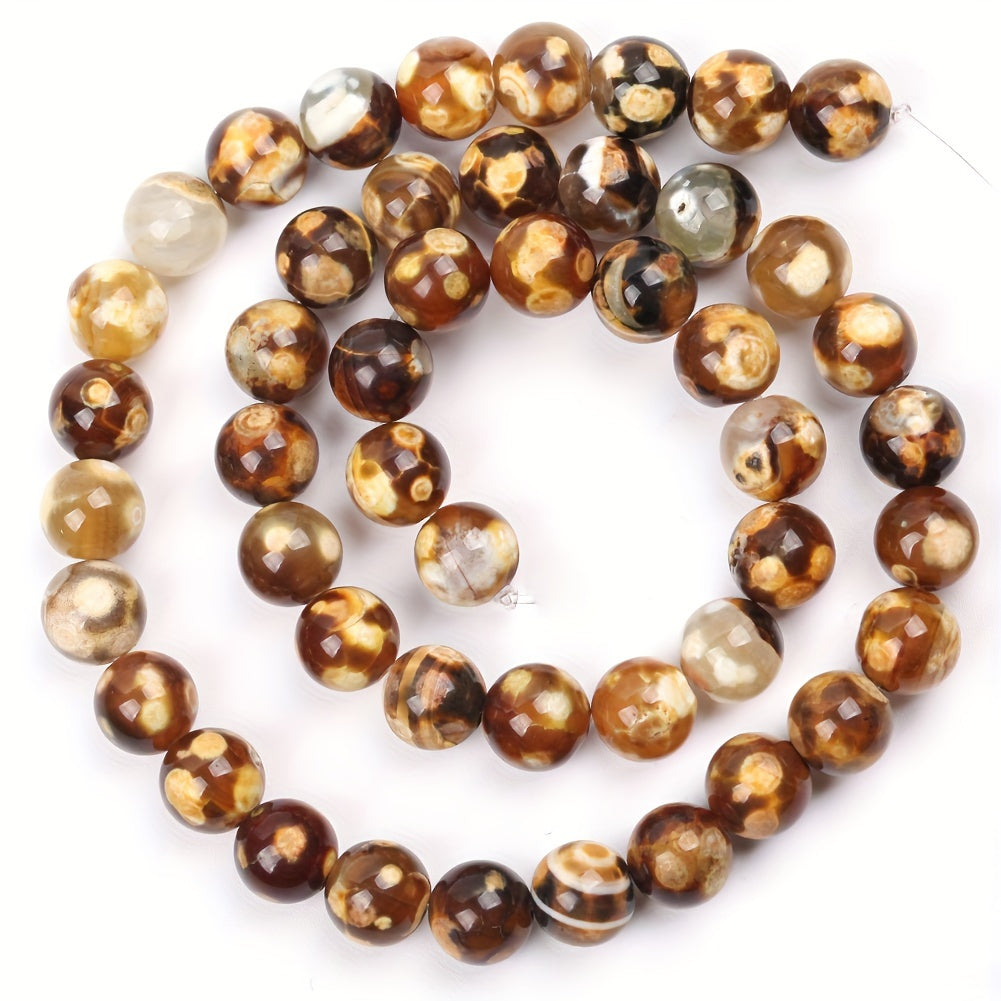TEMU Natural Stone Beads, Leopard Skin Jasper, Round Beads For Making, Bracelet, Necklace Accessories, Fashion Decorative Beads, No Plating - 6mm,
