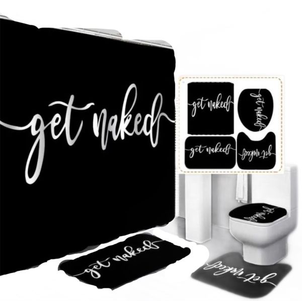 4 Pcs-set Bathroom Shower Curtain Set Waterproof Printing Ground Mat Cover Toilet Seat Covers Home Decor 180X180CM