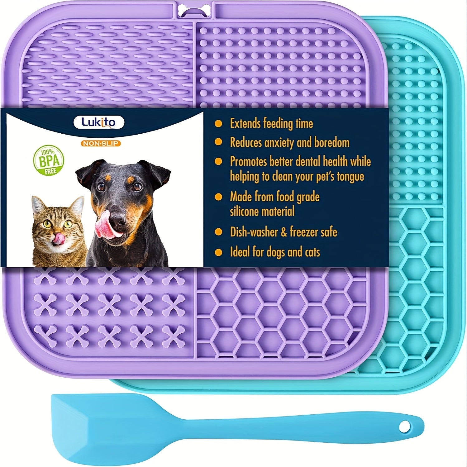 TEMU Lick Mat For 2 Pack With Suction Cups, Dog Lick Mat For Anxiety Relief, Dog Toys To Keep Them Busy, Peanut Butter Licking Pad For Boredom
