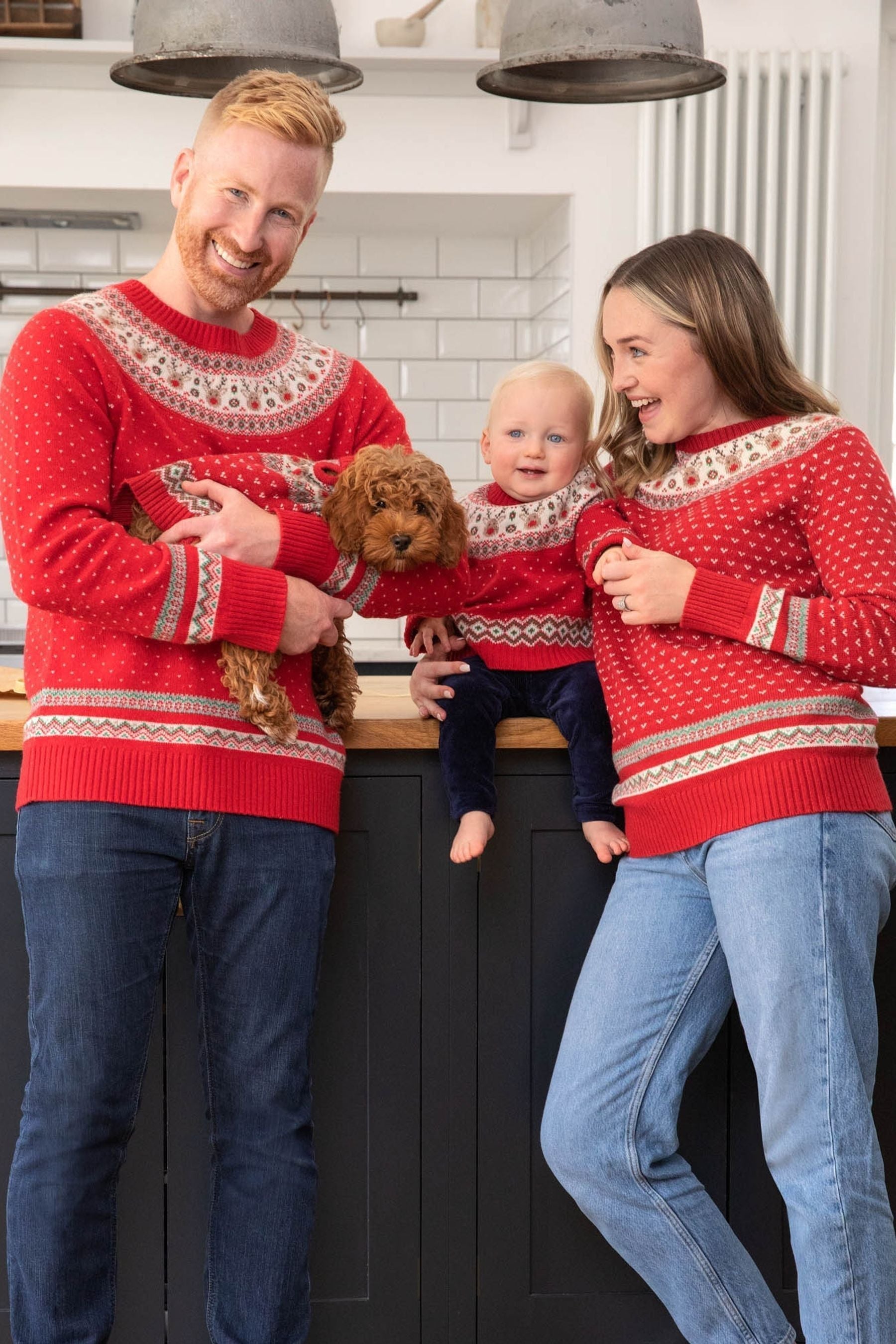 Red Knitted Christmas Reindeer Fair Isle Pattern Pets Jumper Small Matron Inn