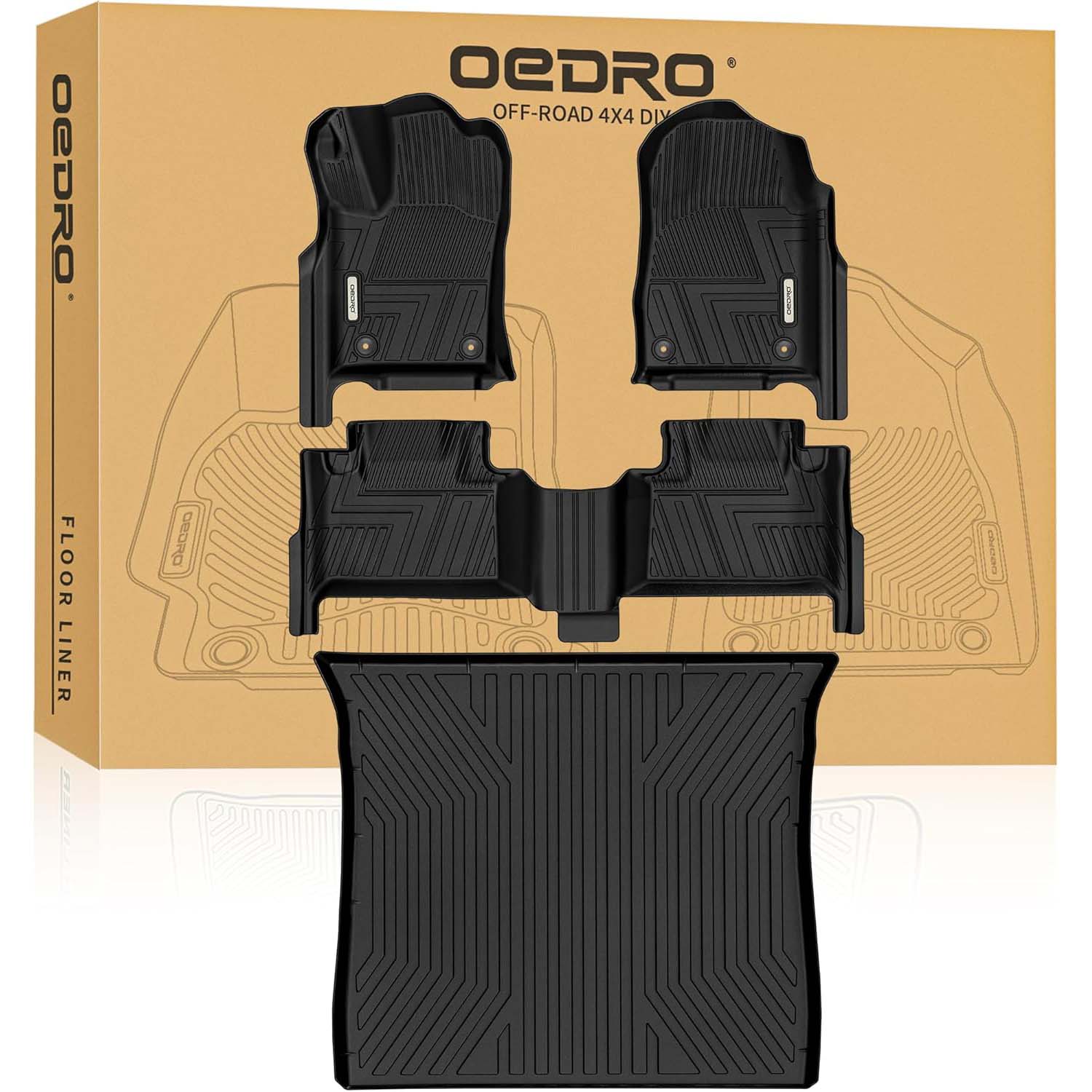 OEDRO Upgraded Floor Mats for 2016-2021 Jeep Grand Cherokee - 2022-2023 Jeep Grand Cherokee WK (Non L Models ), Custom Fit Black TPE All Weather Car F
