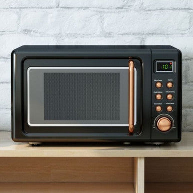 Black & Rose Gold Retro Countertop Microwave Oven