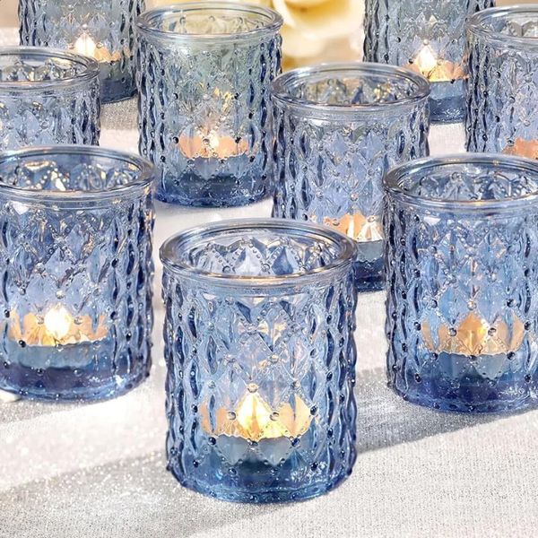 36pcs Blue Votive Candle Holders-Glass Candle Holder for Wedding Decor Childrens Birthday Candles and Accessories Decorative 240824