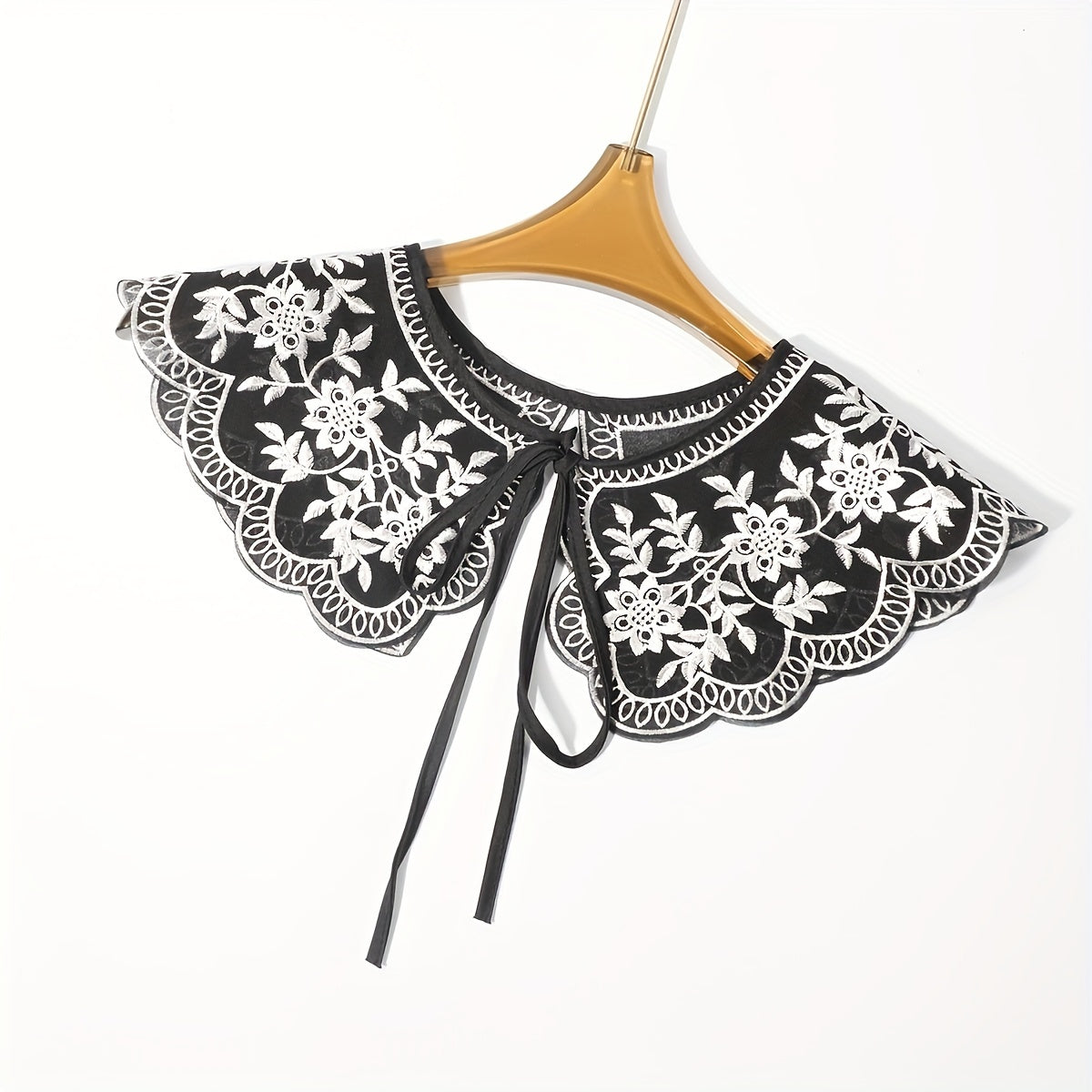 TEMU ' & Black Lace Collar Collar Fake Collar - Detachable Mock Collar With Adjustable Ties, Short-long Strap - Machine Washable Collar For Blouses,