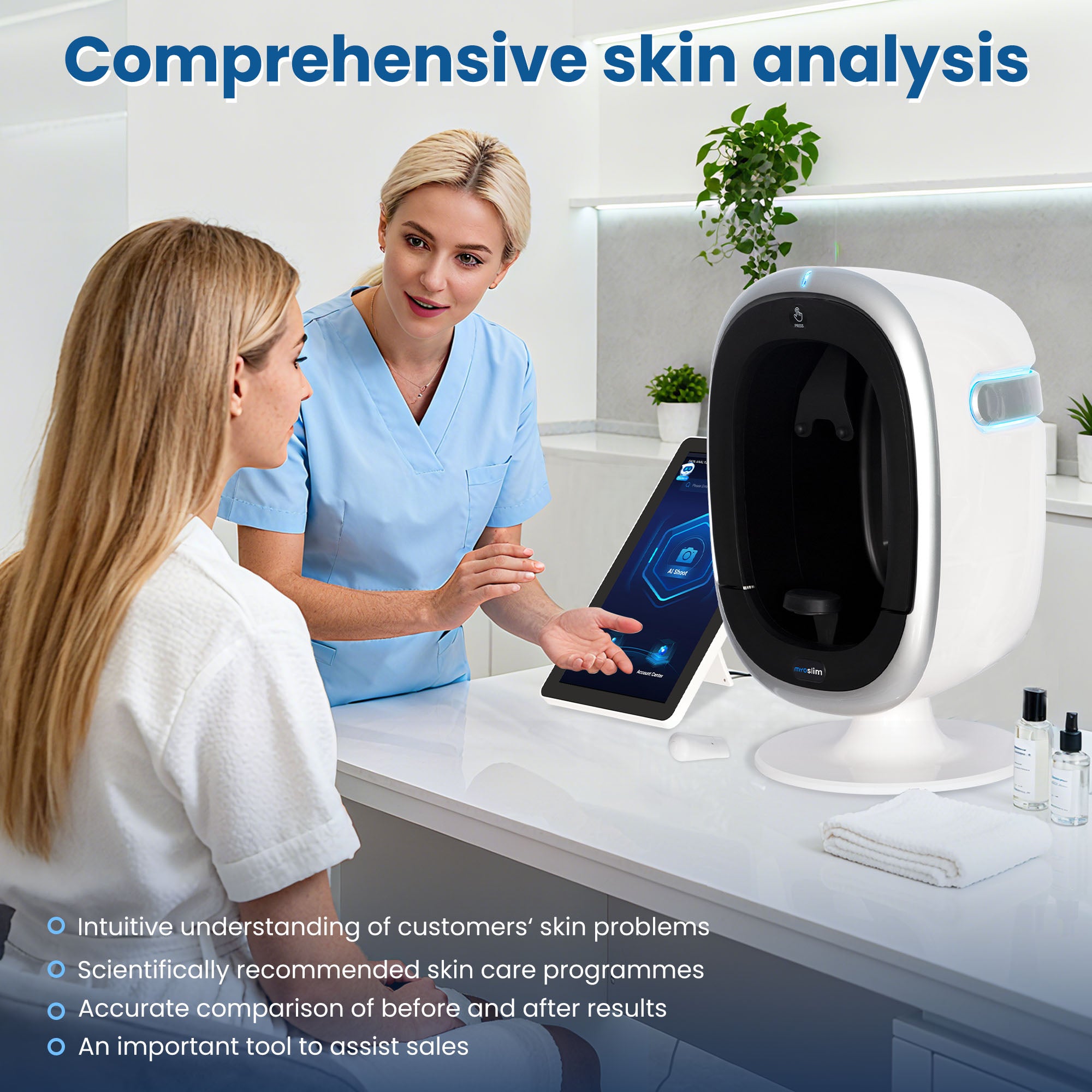 3D AI Facial Skin Analyzer: 180Â° Panoramic Shooting Magic Mirror Scanner + Acne Analysis Device