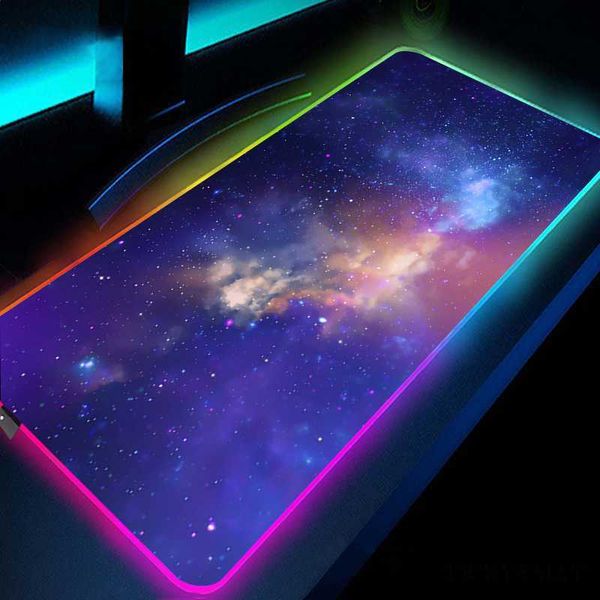 Pads Wrist Large Office RGB LED Lllumination Mouse Pad Space Universe Gaming Mousepad Keyboard Compute Anime Desk Mat For R230819