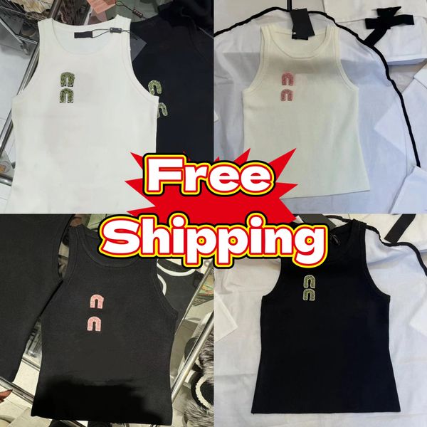 Free Shipping Designer Women&#039;s Tanks Camis Tank Top Lowe Clothes Knits Designer Embroidery Knitted Vest Sleeveless Breathable Cropped T