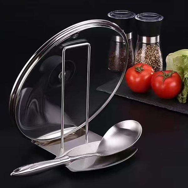 Cooking Utensils Stainless Steel Pot Lid Rack Shelf Kitchen Organizer Chopstick Spoon Rest Spatula Rack Pan Cover Holder Stand Cooking Tools