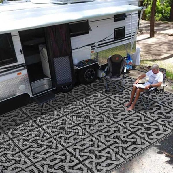 Reversible Mats Plastic Straw Rug Modern Area Rug Large Floor Mat and Rug for Outdoors RV Patio BackyardY240729