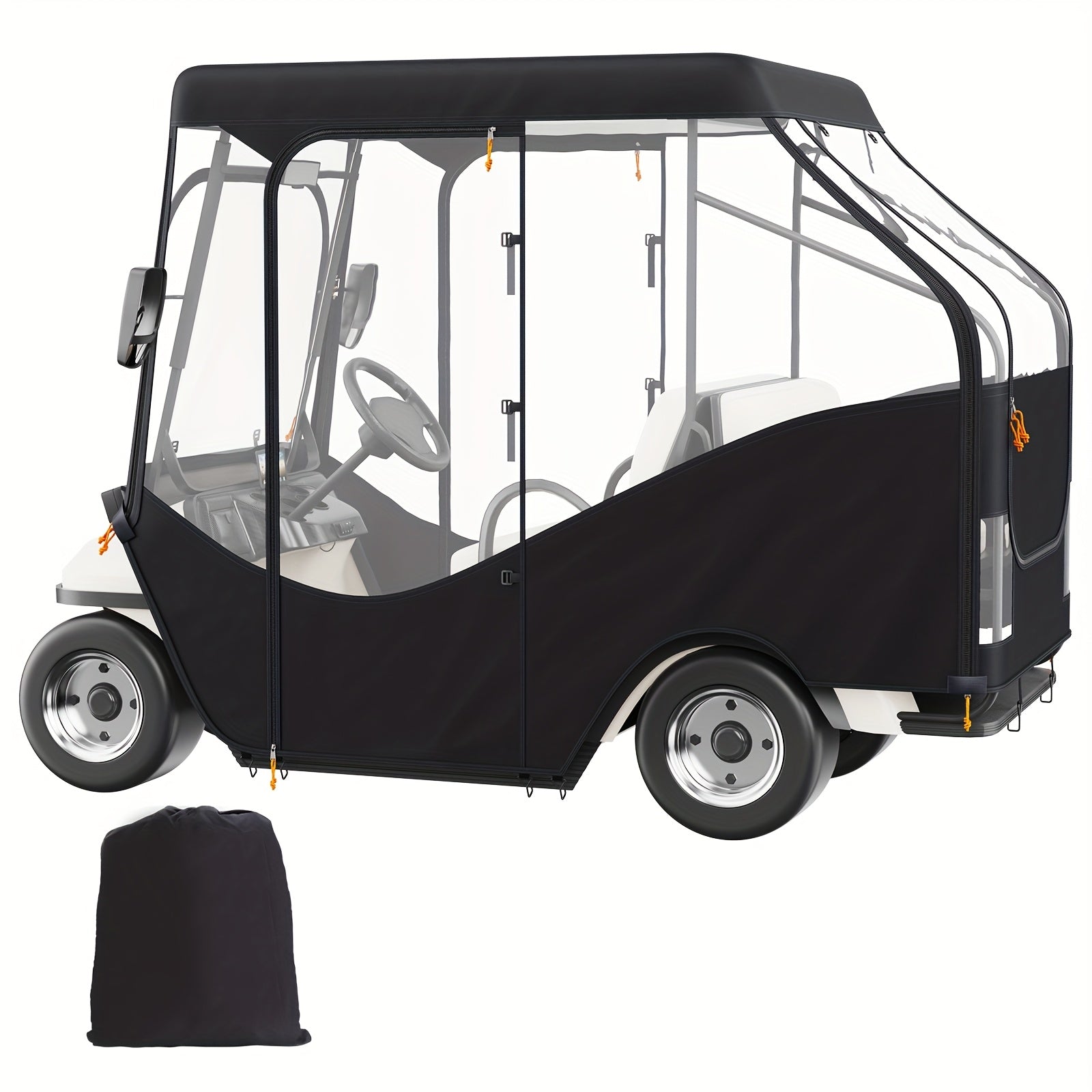 TEMU Happybuy Golf Cart Enclosure, 420d Polyester 4-sided Transparent Window Driving Enclosure, 4 Passenger Universal Car Cover, Outdoor Cart Cover