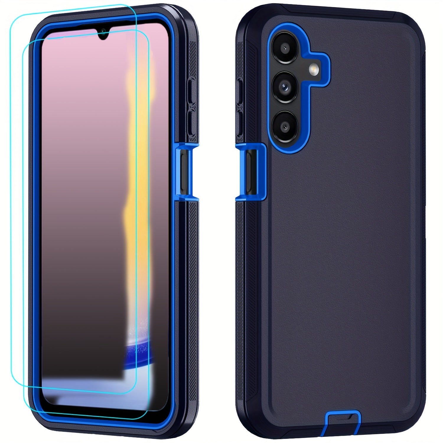 TEMU For Galaxy A16 5g Case With 2pcs Hd Screen Protector, 2in 1 Shockproof Tpu And Hard Pc Bumper Cell Phone Cover With , For A17-a07, Phone